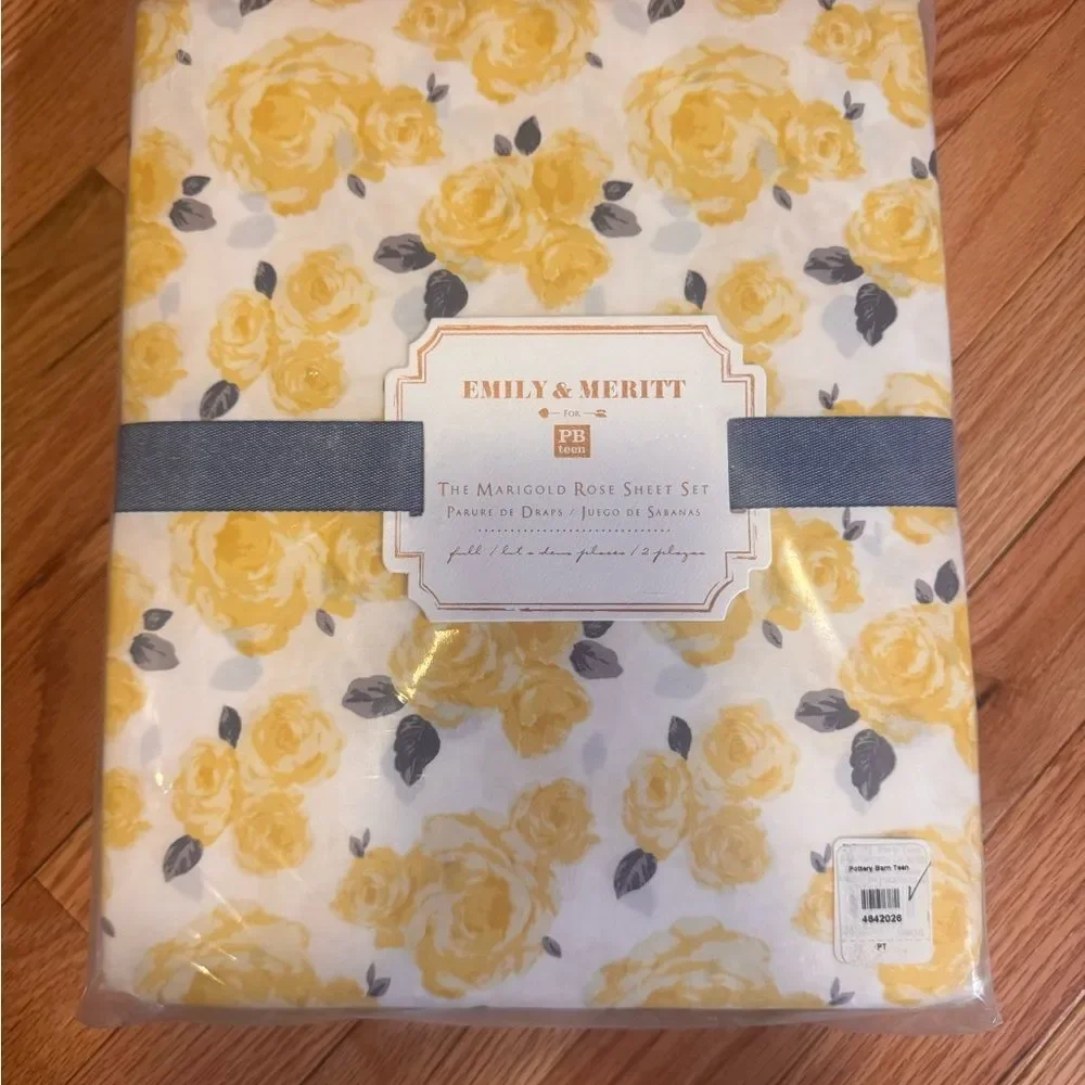 Pottery Barn Teen Yellow Rose Floral Full Sheet Set